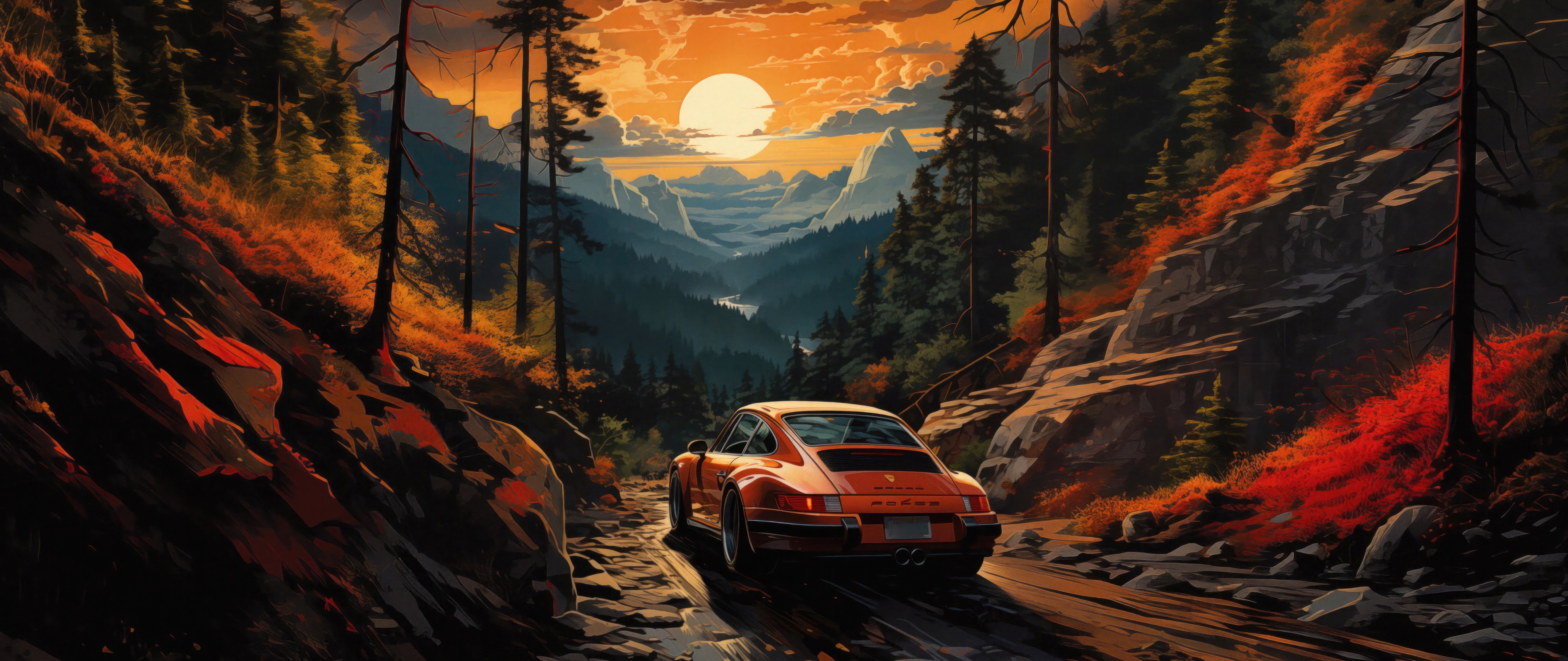 Классический Porsche 911 на закате - 5K2K UltraWide 21:9 обои в разрешении 5120x2160