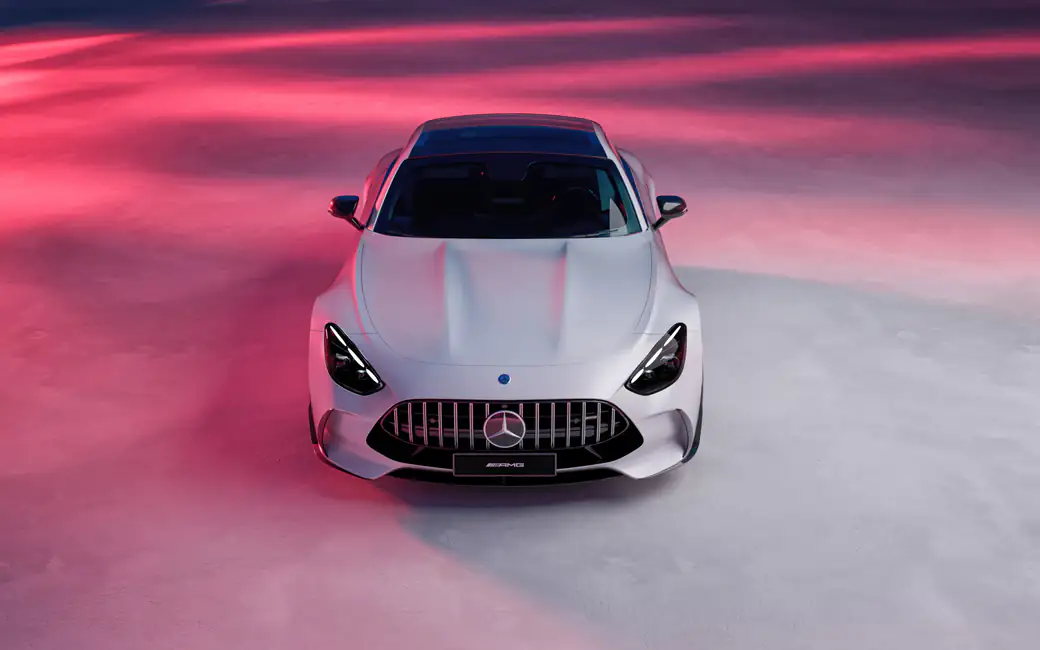White Mercedes-AMG GT Coupe — desktop and phone wallpaper, free download