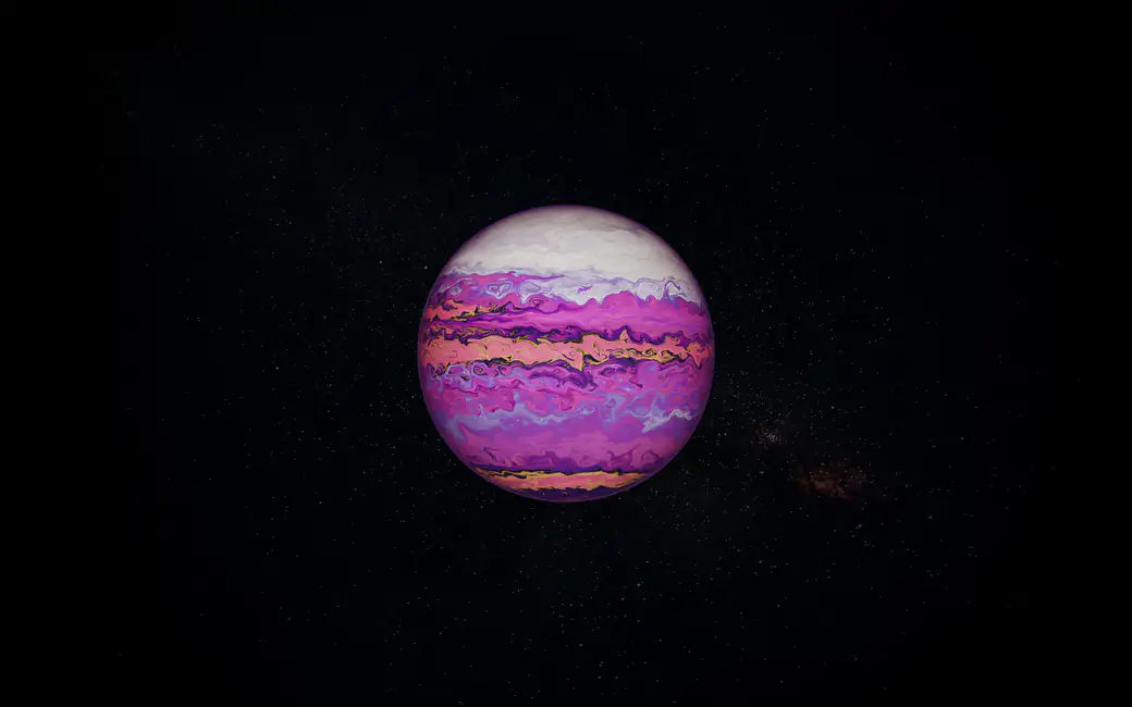 Pink Gas Planet in Orbit — desktop and phone wallpaper, free download