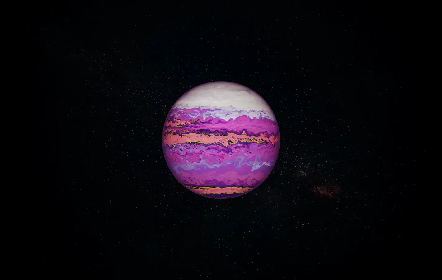 Pink Gas Planet in Orbit — desktop and phone wallpaper, free download