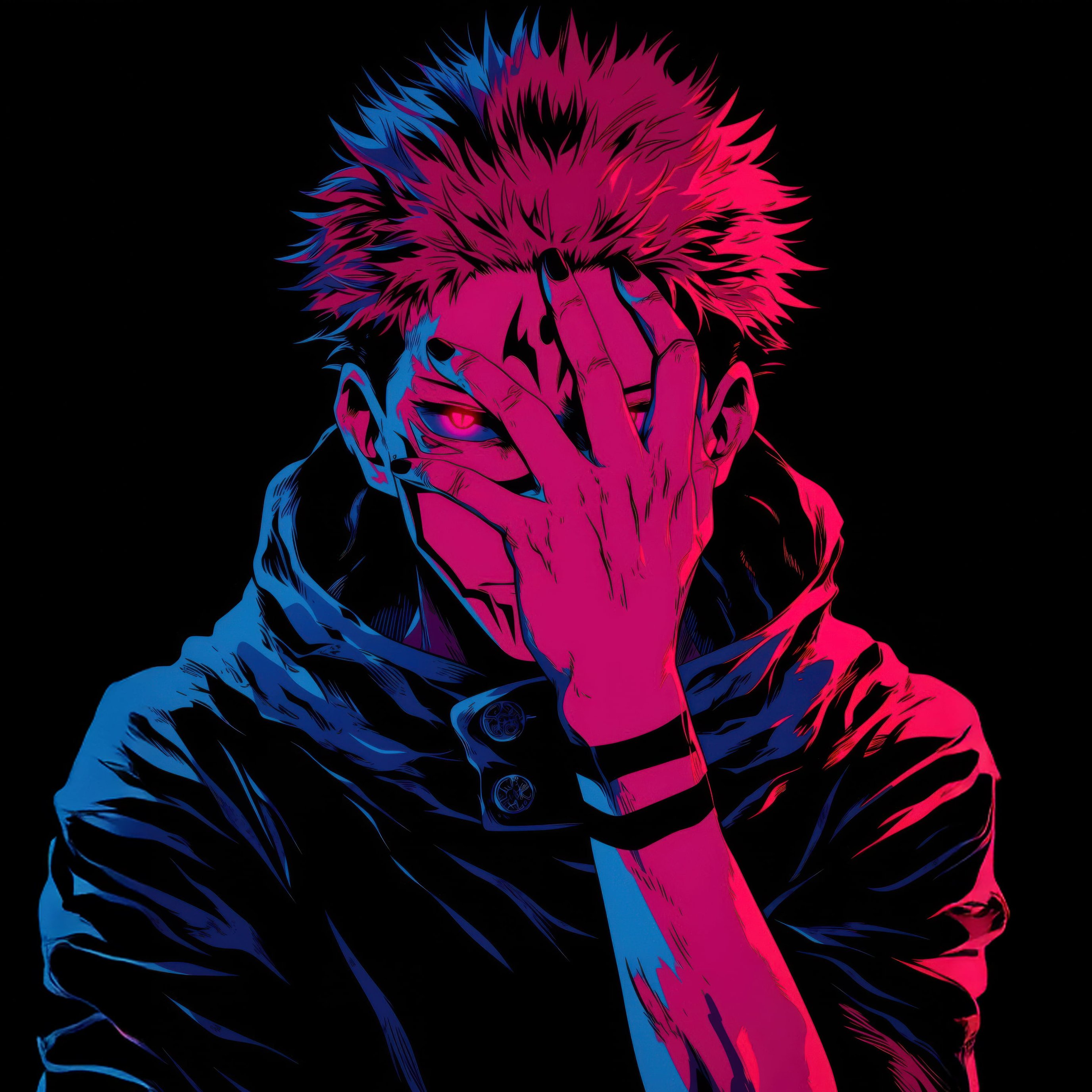 Ryomen Sukuna Neon Portrait - Wallpapers for iPad Pro 13″ in 2752x2752 resolution