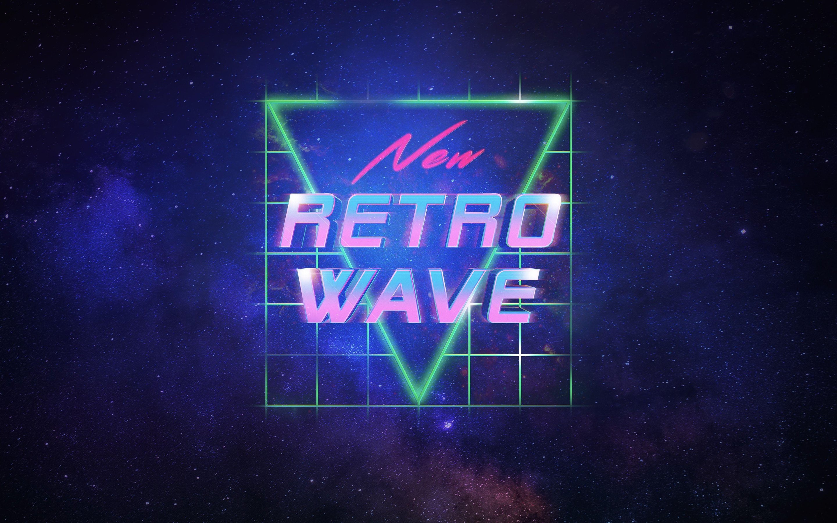 Retro Wave Neon Logo Galaxy - Wallpapers for Apple MacBook 15″ in 2880x1800 resolution