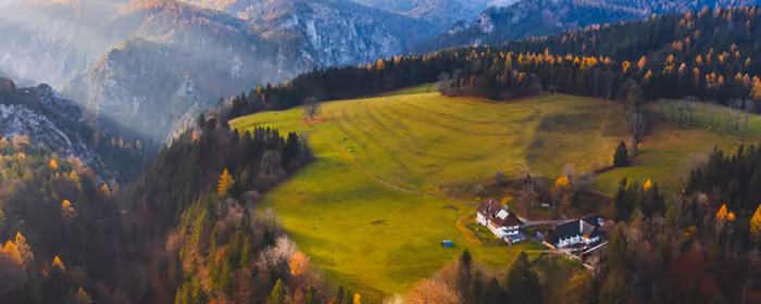 UltraWide 21:9 wallpapers (3440x1440): Alps, autumn, mountains, valley