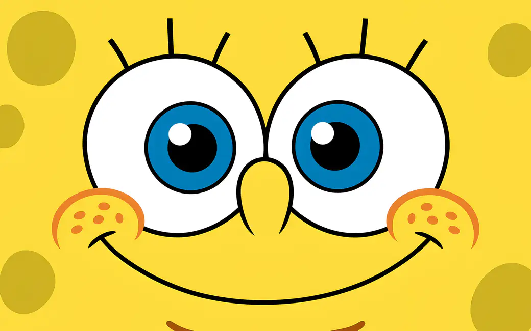 SpongeBobs Joyful Cartoon Face — desktop and phone wallpaper, free download