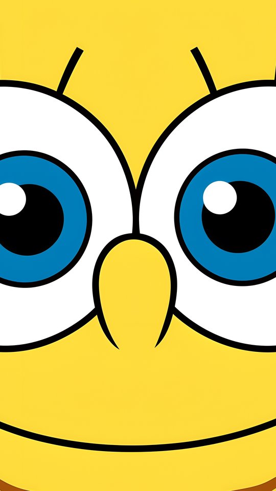SpongeBobs Joyful Cartoon Face - Wallpapers for Samsung, HTC, Sony in 540x960 resolution