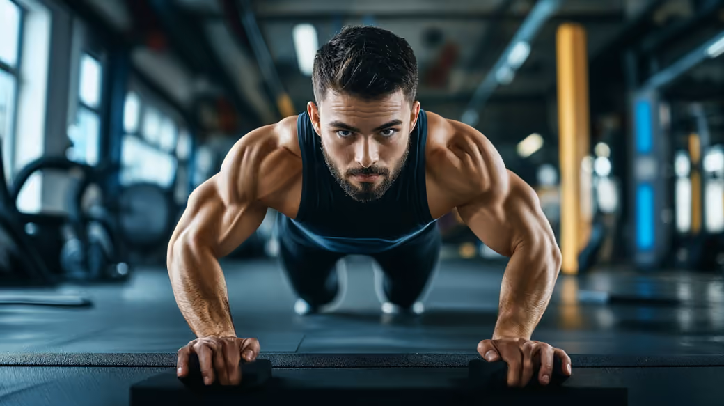 Athlete Doing Push-ups in Gym - Wallpapers for Samsung Galaxy Z Fold4/Z Fold5/Z Fold6 in 1812x2176 resolution