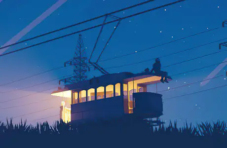 railroad Wallpapers for Apple MacBook 16.2″ (3456x2234): man, tram, night, evening