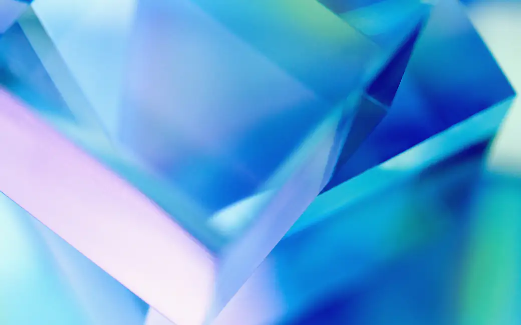 Blue transparent crystals — desktop and phone wallpaper, free download