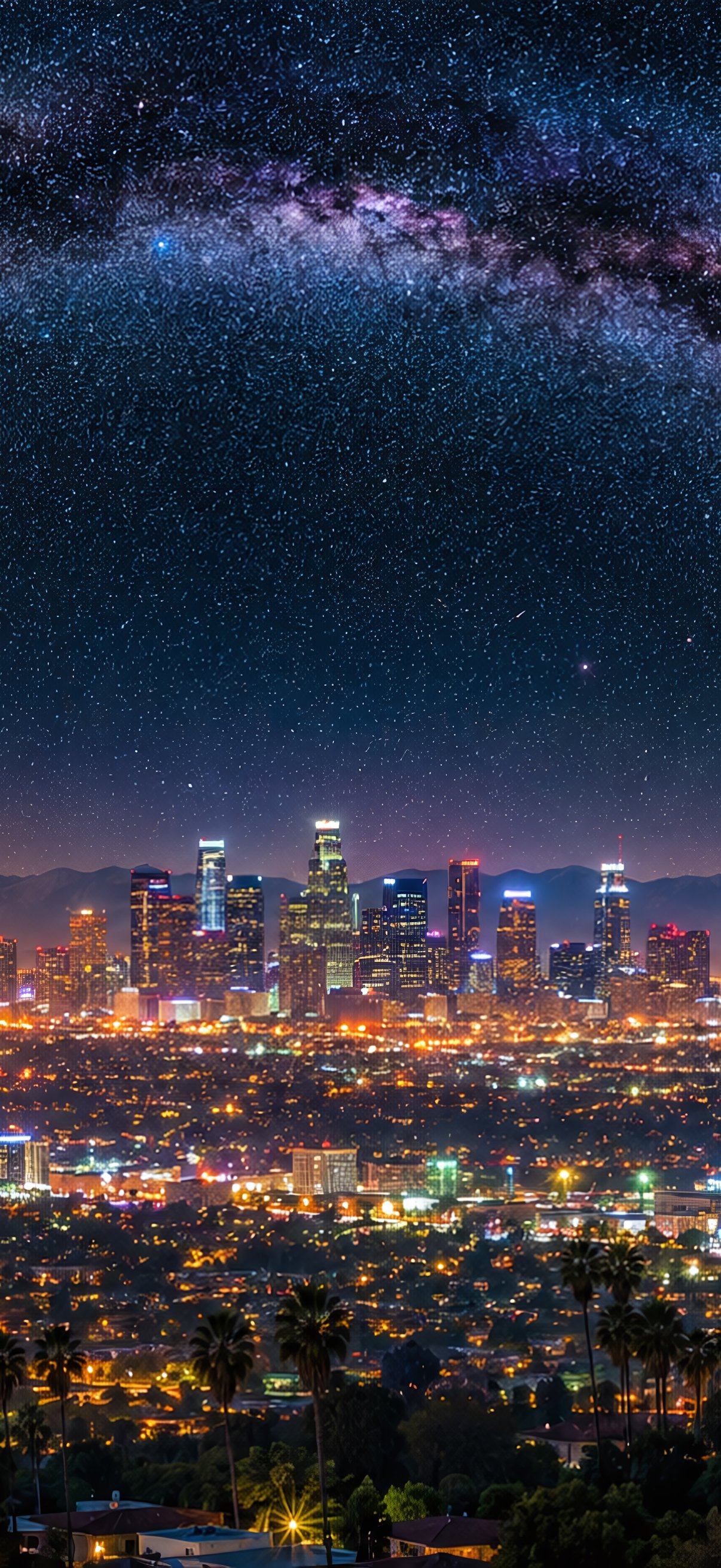 Milky Way Over Los Angeles Night Sky - Wallpapers for iPhone 17 Pro/17/16 Pro in 1206x2622 resolution