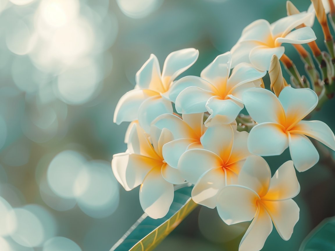 White Plumeria with delicate flowers - XGA+ wallpapers in 1152x864 resolution