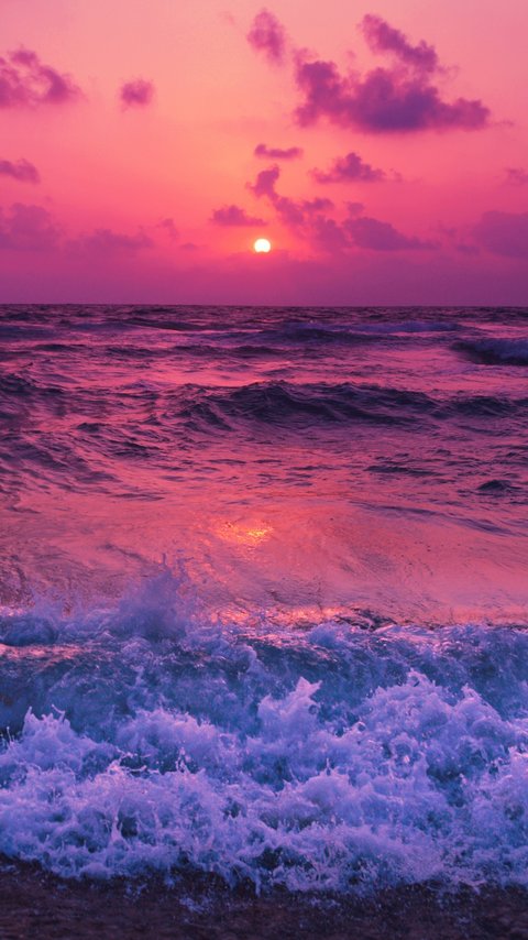 Colorful sunset over the sea and waves - Wallpapers for LG/ASUS in 480x854 resolution