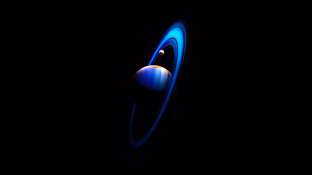 Saturn with Rings and a Moon — desktop and phone wallpaper, free download