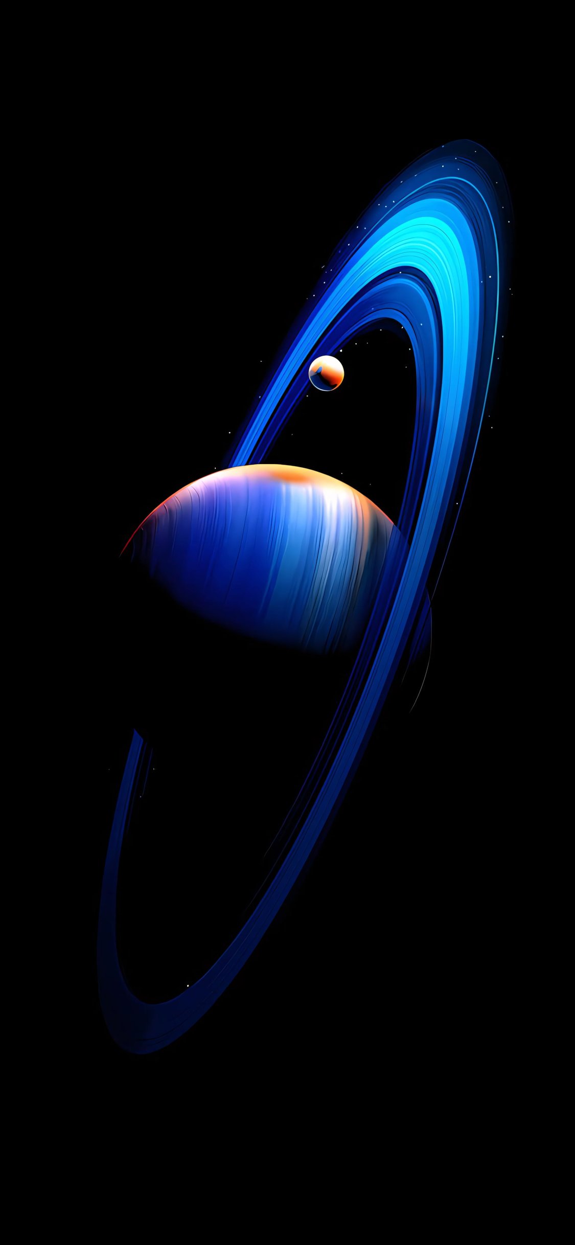 Saturn with Rings and a Moon - Wallpapers for iPhone X/XS/11 Pro in 1125x2436 resolution