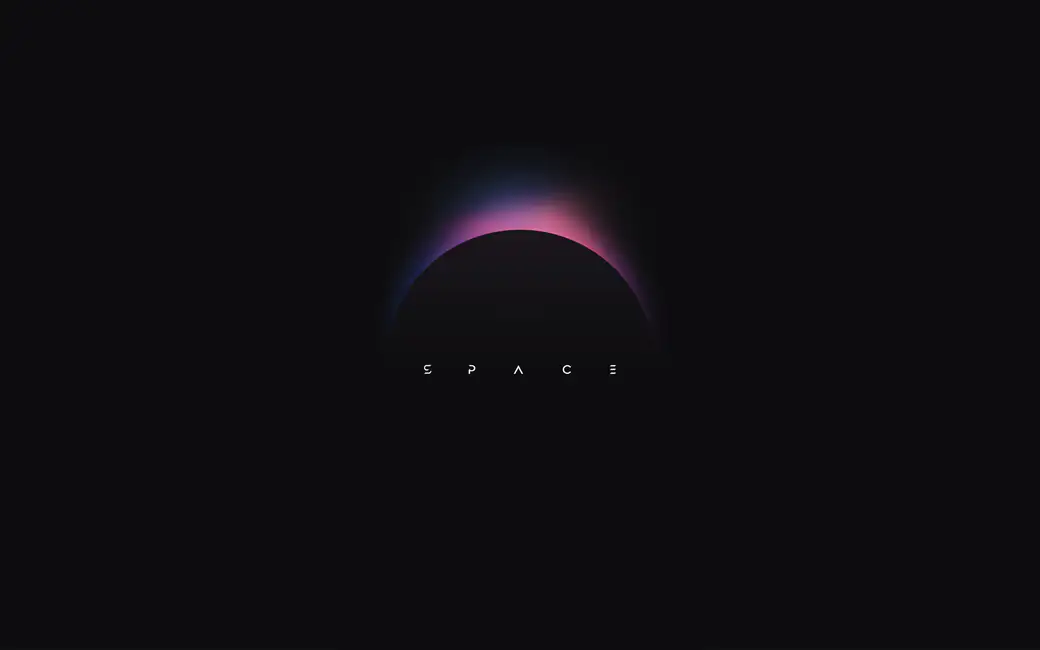 Minimalistic neon eclipse — desktop and phone wallpaper, free download