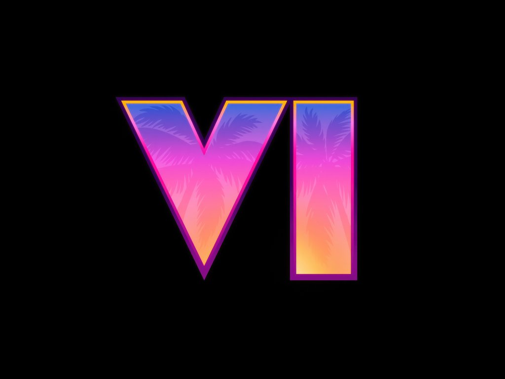 GTA 6 vibrant gradient logo with palm trees - XVGA wallpapers in 1024x768 resolution