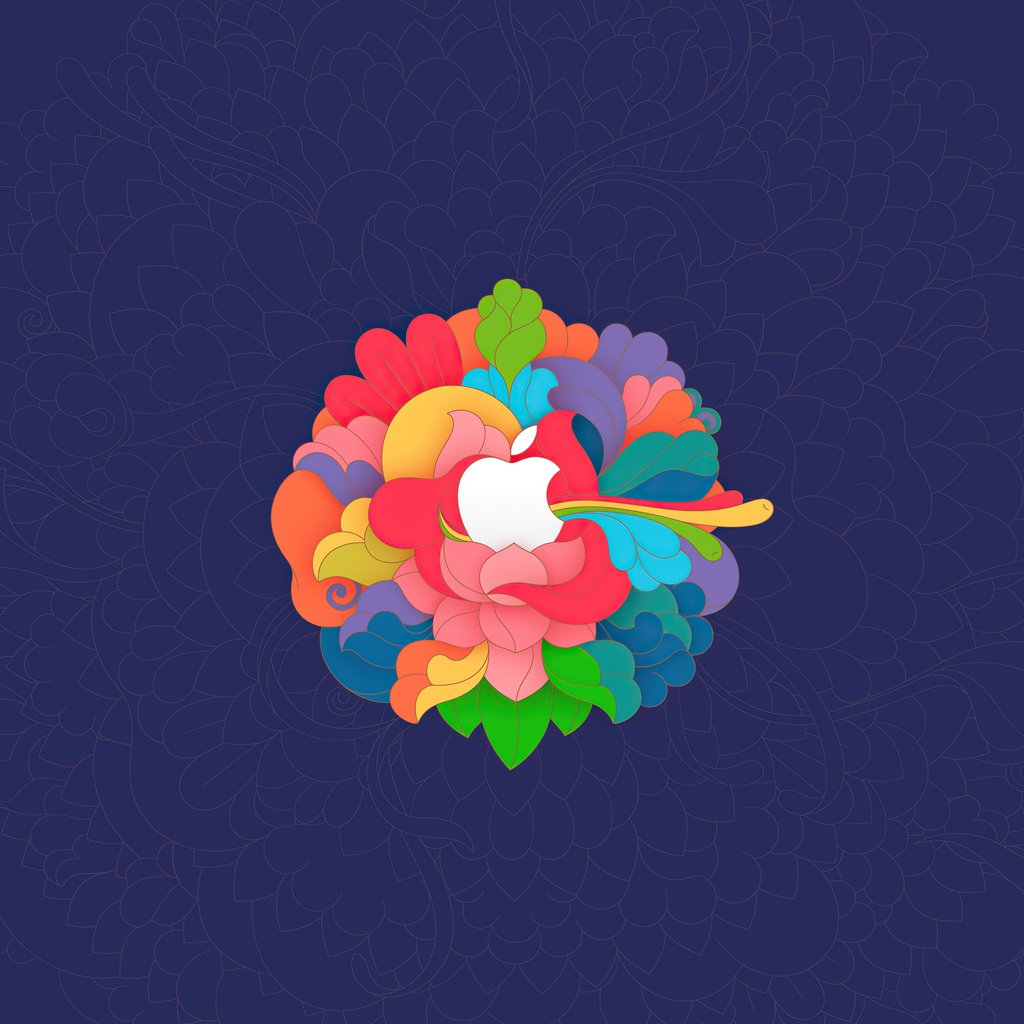 Логотип Apple с лепестками - Обои для Apple iPad 1 в разрешении 1024x1024
