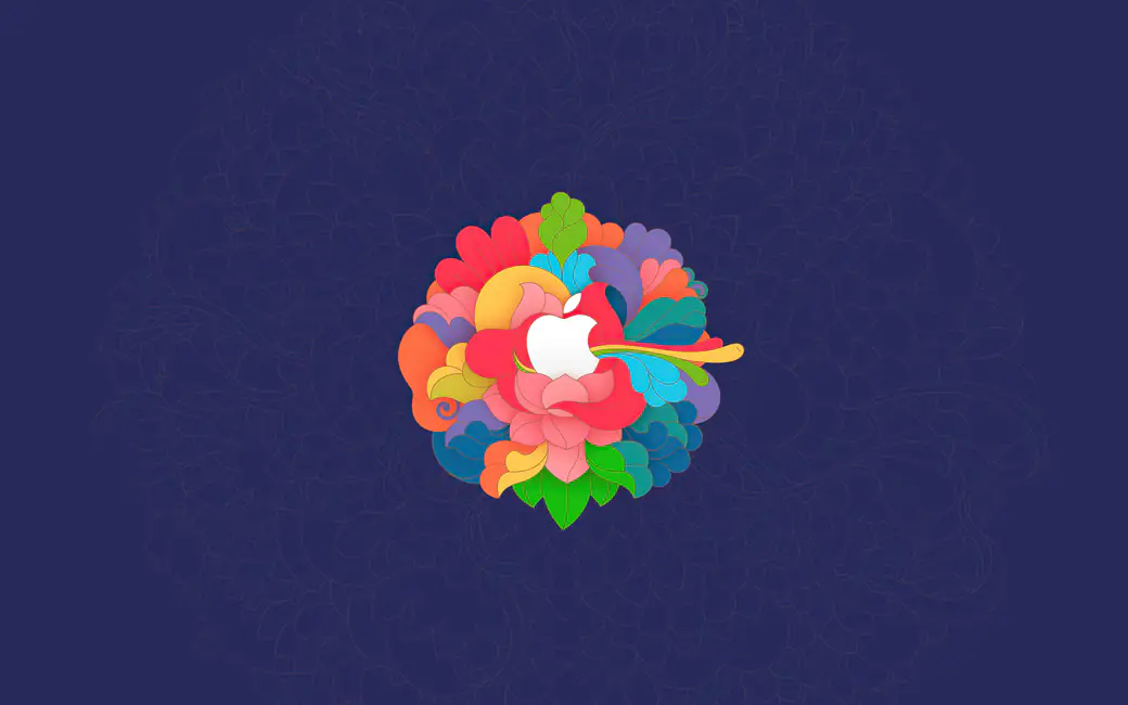 Логотип Apple с лепестками — обои на рабочий стол и телефон