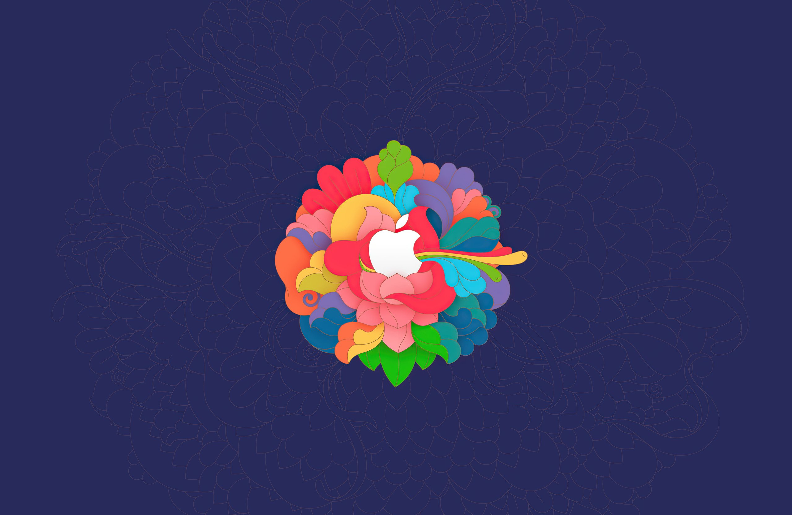 Логотип Apple с лепестками - Обои для Apple MacBook Air 13 M2″ в разрешении 2560x1664