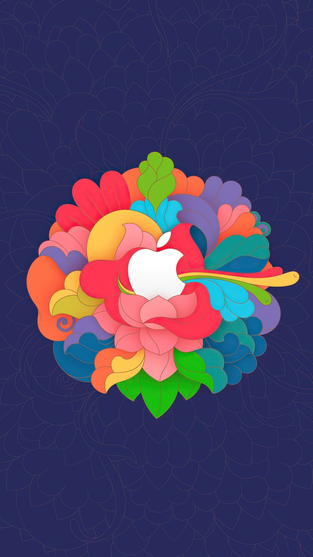 Логотип Apple с лепестками - Обои для iPhone 5/5S/5C/SE в разрешении 640x1136
