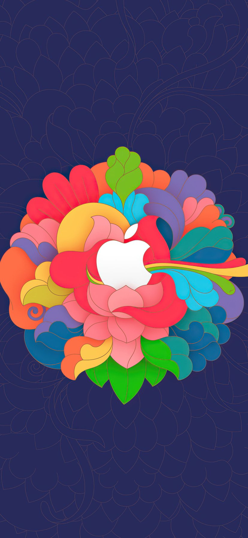 Логотип Apple с лепестками - Обои для iPhone 11/XR в разрешении 828x1792
