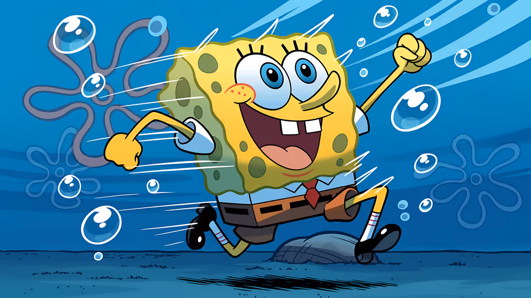 SpongeBob Running Underwater Adventure — desktop and phone wallpaper, free download