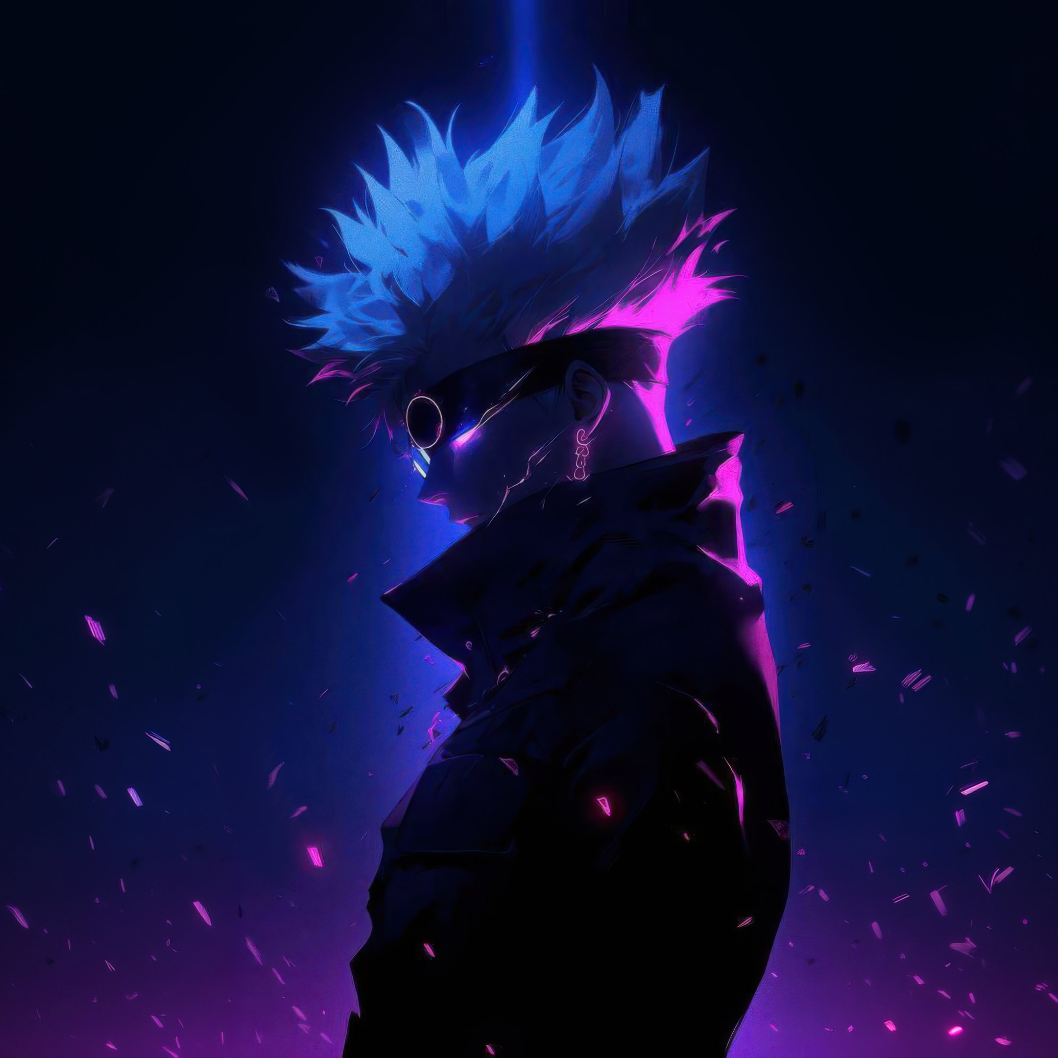 Gojo Satoru in the Neon Night - Wallpapers for iPad 10.2″ in 2160x2160 resolution