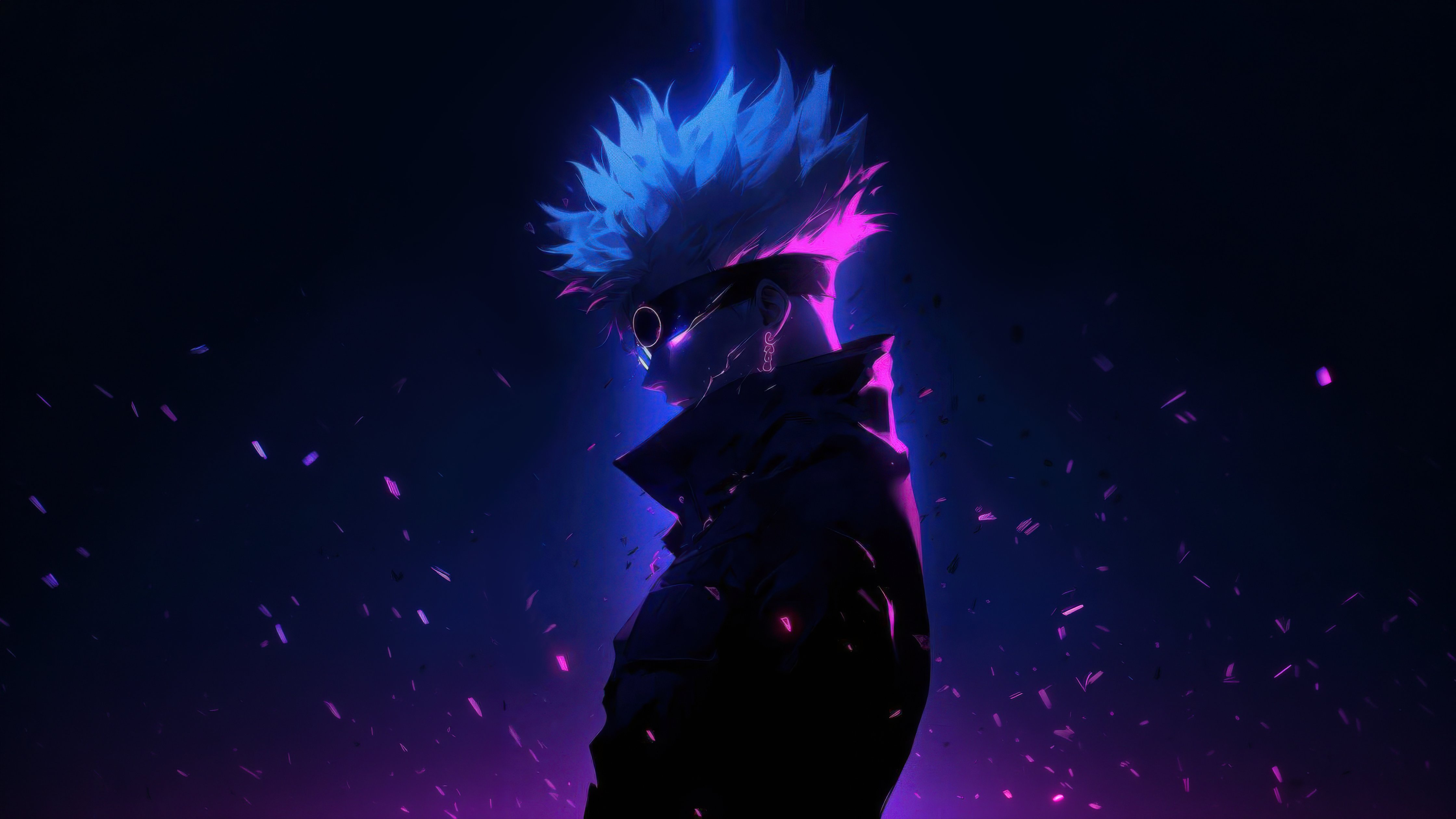 Gojo Satoru in the Neon Night - Wallpapers for Apple iMac 24″ in 4480x2520 resolution