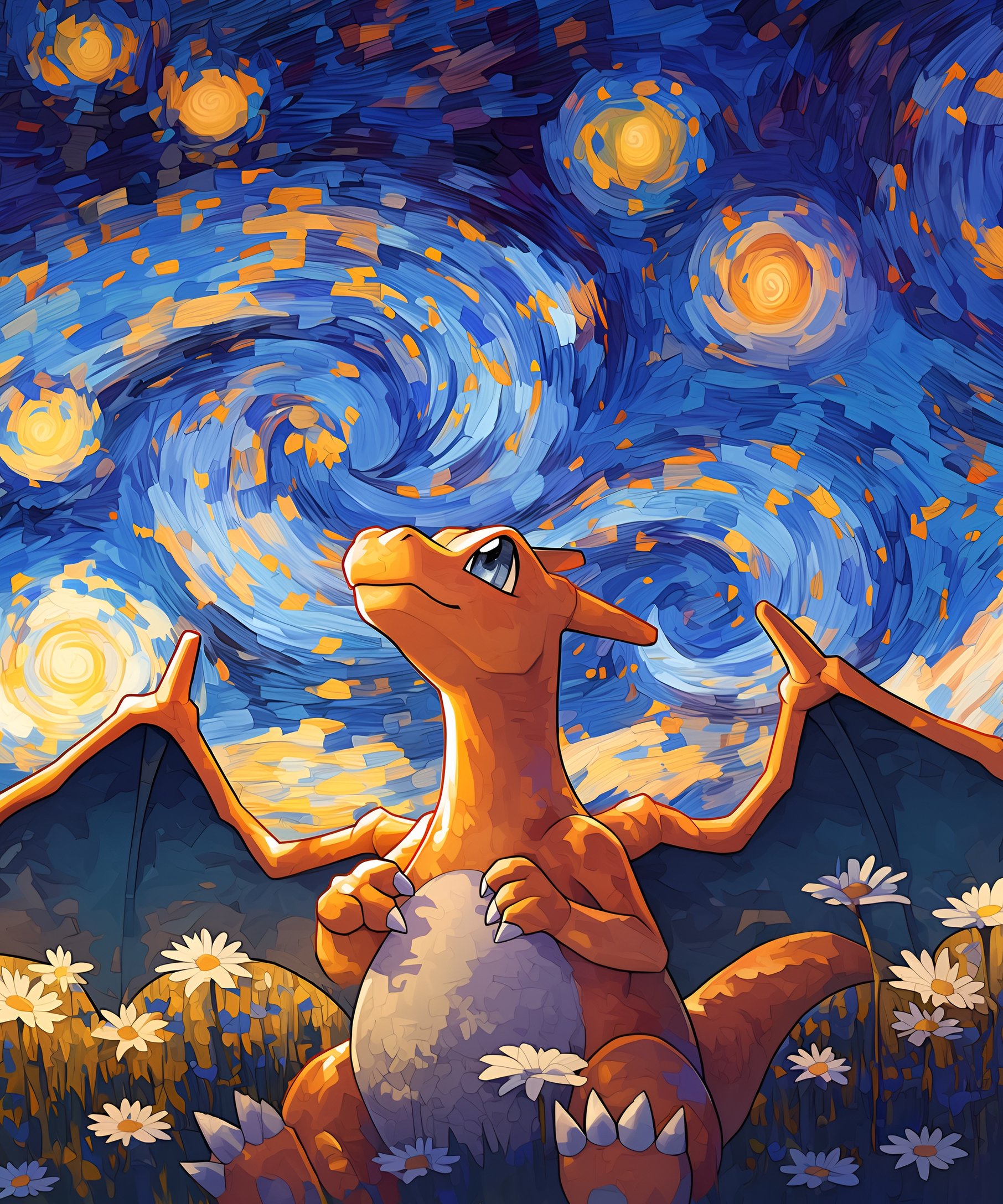 Charizard Under Starry Night Sky - Wallpapers for Samsung Galaxy Z Fold4/Z Fold5/Z Fold6 in 1812x2176 resolution