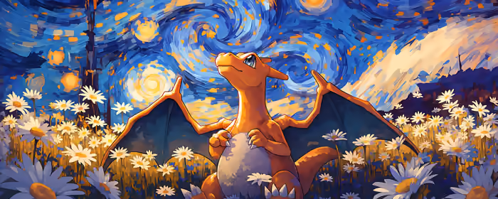 UltraWide 21:9 wallpapers (2560x1080): Pokemon, Charizard, Van Gogh, night
