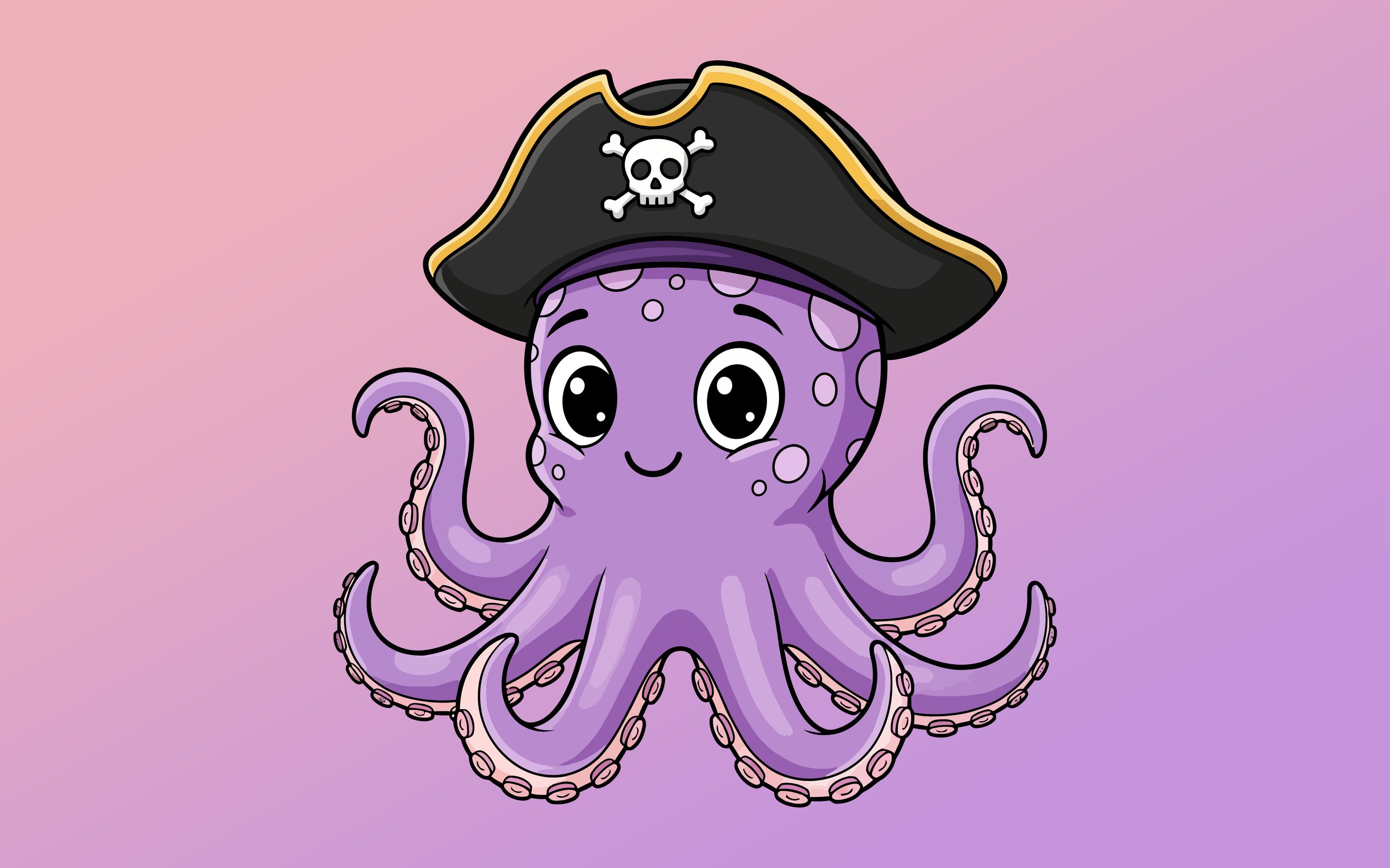Cute Octopus Pirate with Skull Hat - Wallpapers for Apple MacBook 15″ in 2880x1800 resolution