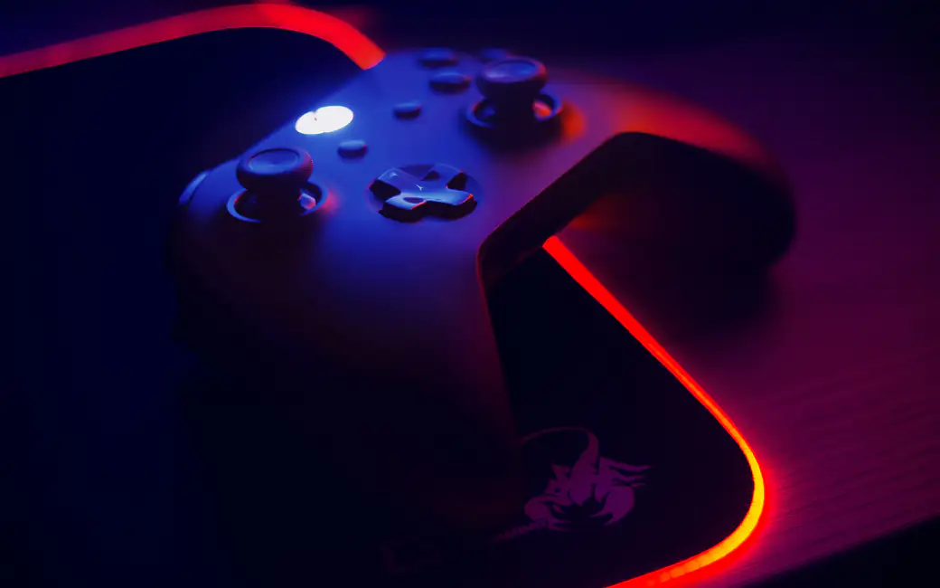 Xbox controller with glowing red light — desktop and phone wallpaper, free download