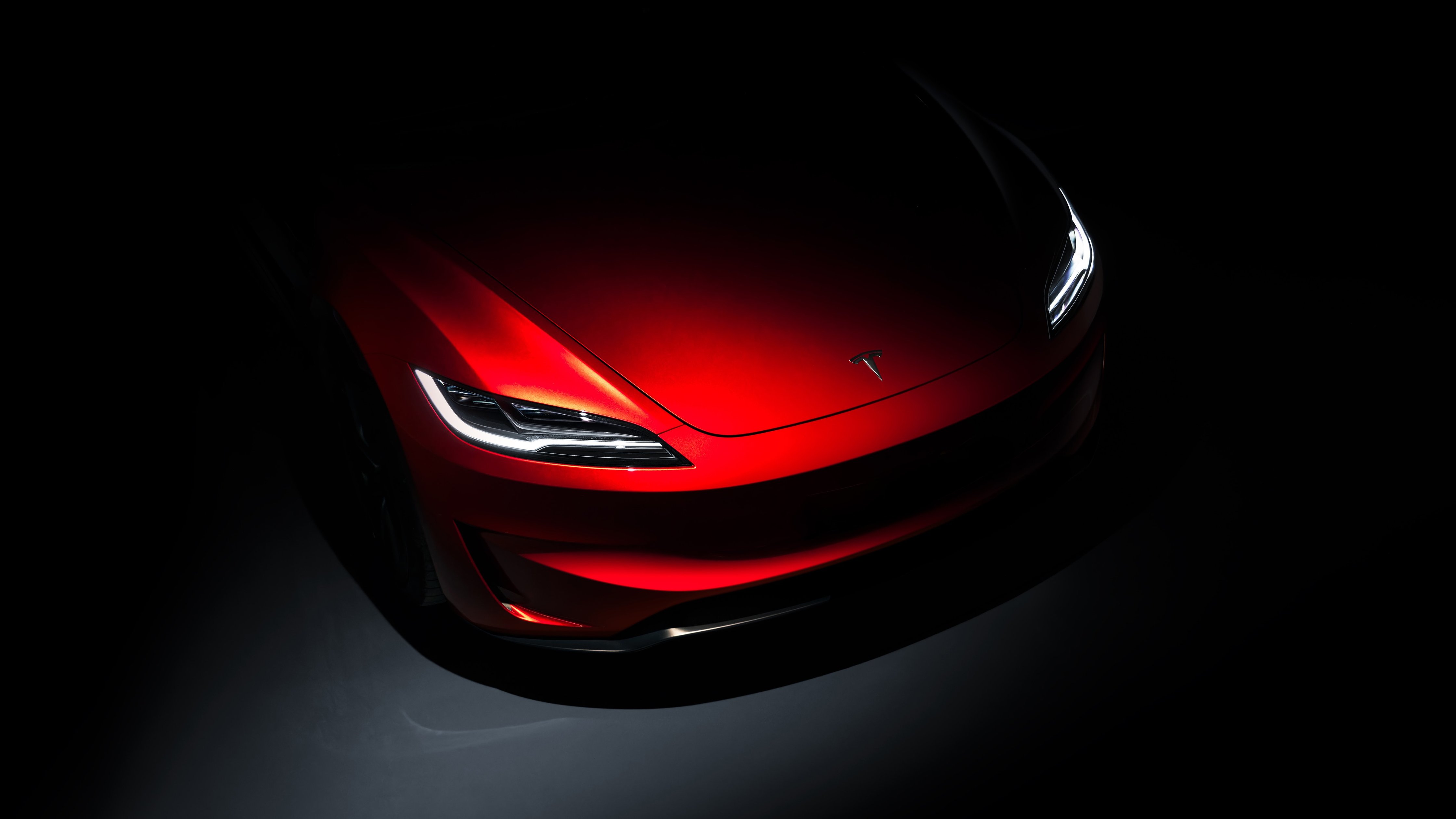 Red Tesla Model 3 Performance Highland - Wallpapers for Apple iMac 24″ in 4480x2520 resolution