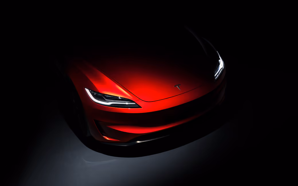 Red Tesla Model 3 Performance Highland - Wallpapers for Samsung Galaxy A11/A20e/A20/M11, Xiaomi Redmi 9A/9C, POCO C40 in 720x1560 resolution