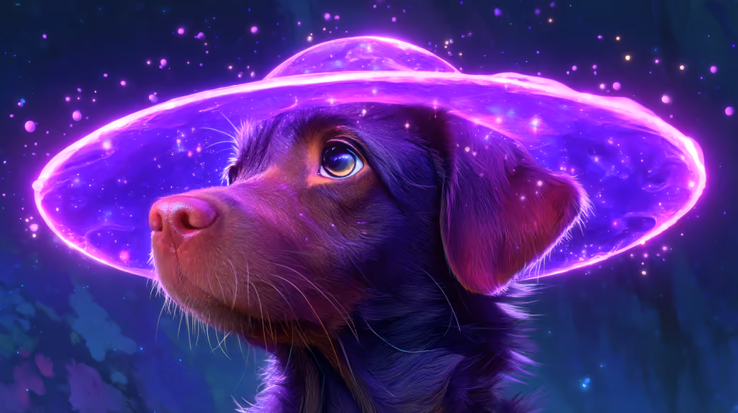 Neon Hat Labrador at Night - Wallpapers for iPhone Air in 1260x2736 resolution