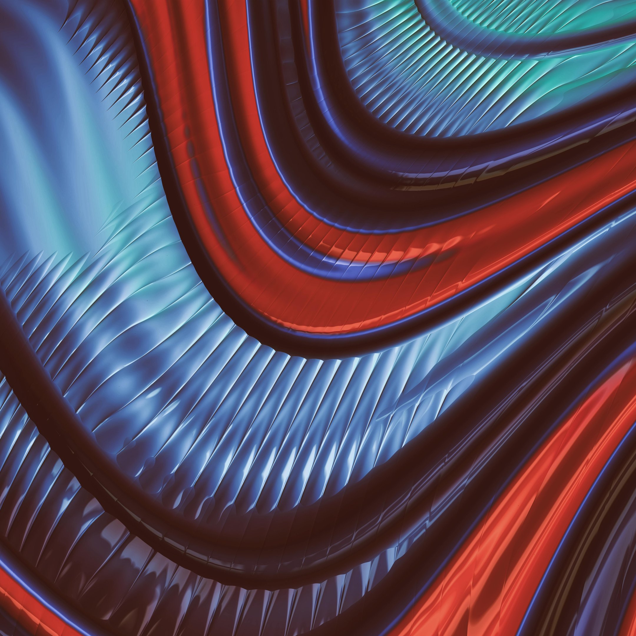 Blue and red abstract waves - Wallpapers for iPad 10.2″ in 2160x2160 resolution