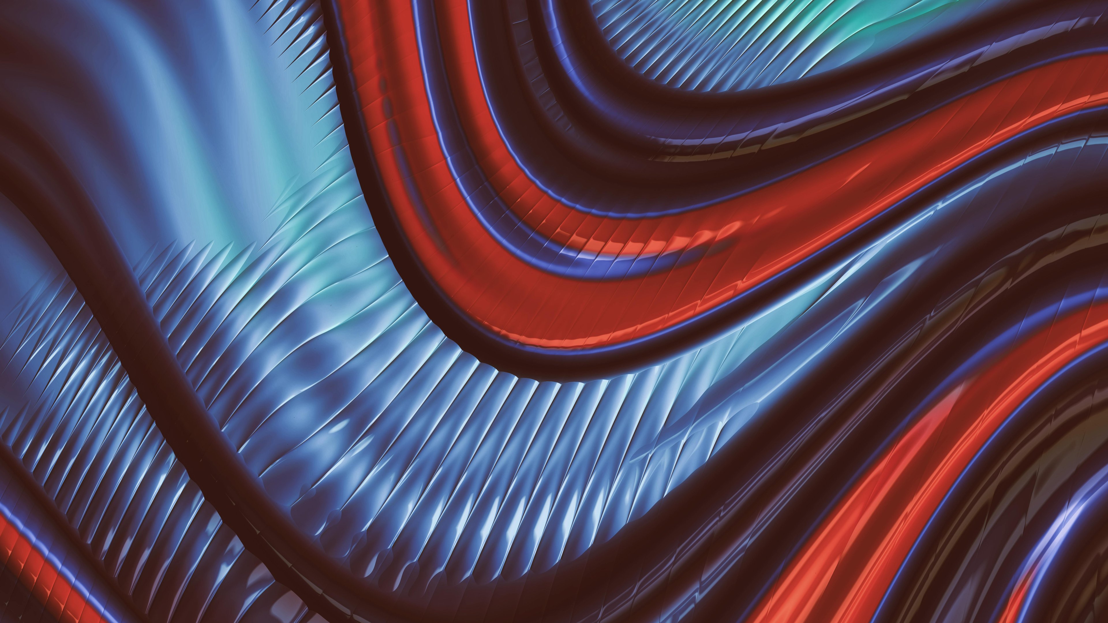 Blue and red abstract waves - 4K PC Wallpapers in 3840x2160 resolution