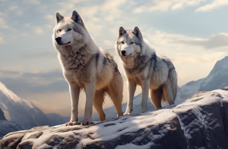 Animals wallpapers: wolf, mountains, winter, snow