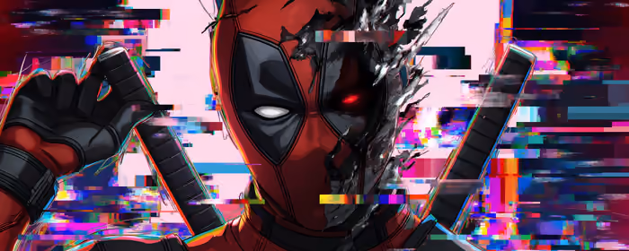 Обои иллюстрации: Дэдпул, Marvel, глитч, комикс
