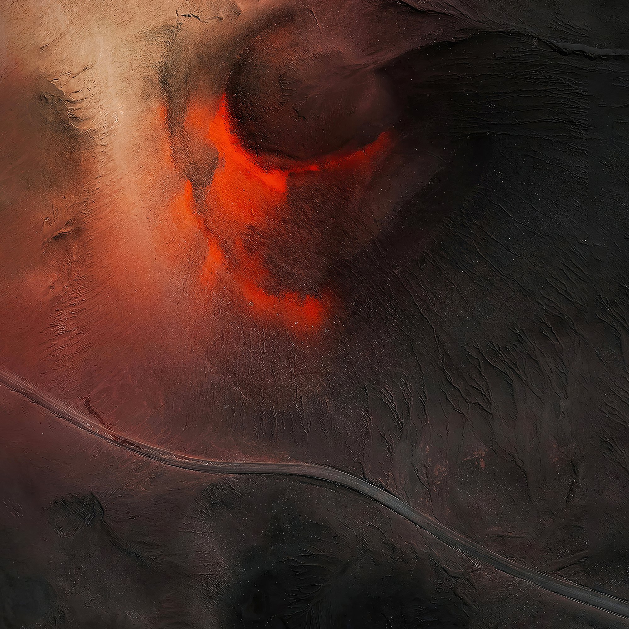 Volcanic Red Crater Landscape - Wallpapers for Samsung/Xiaomi in 2000x2000 resolution