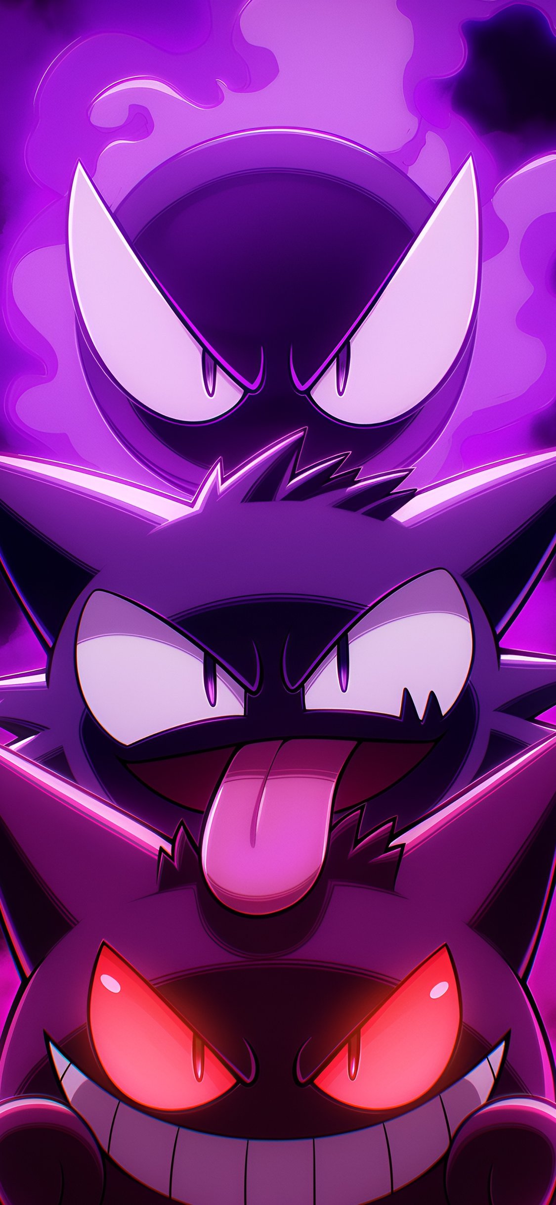 Evolution of Pokemon Gastly - Wallpapers for iPhone X/XS/11 Pro in 1125x2436 resolution