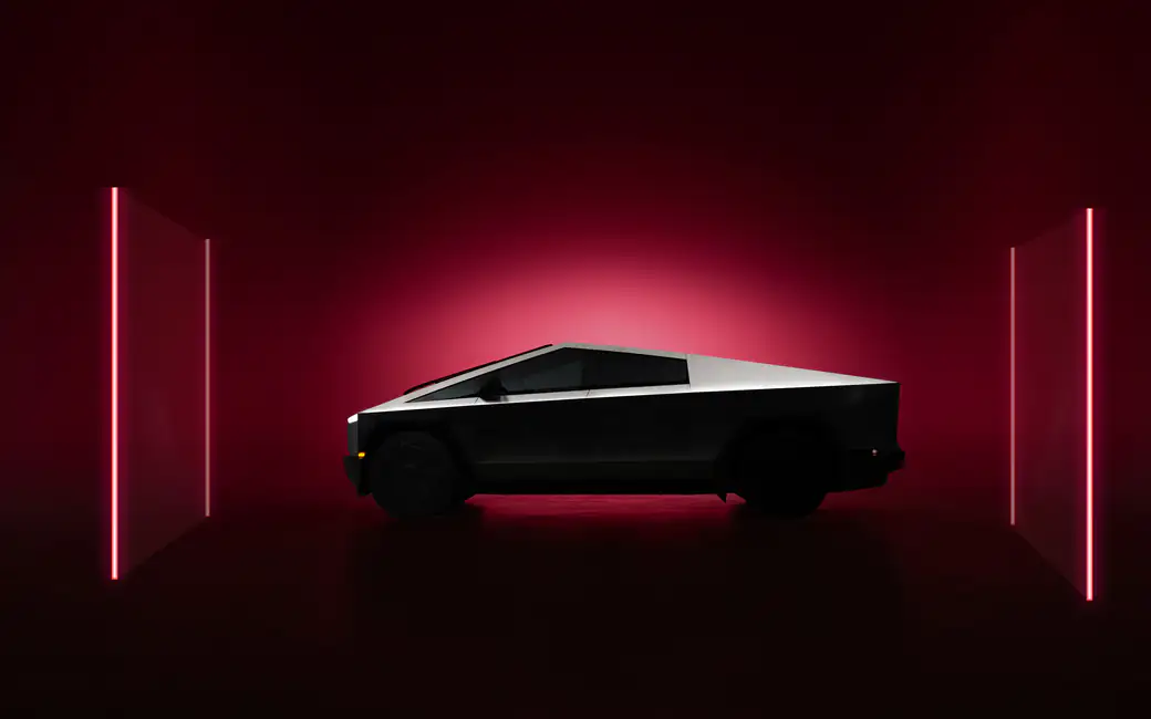 Tesla Cybertruck side view — desktop and phone wallpaper, free download