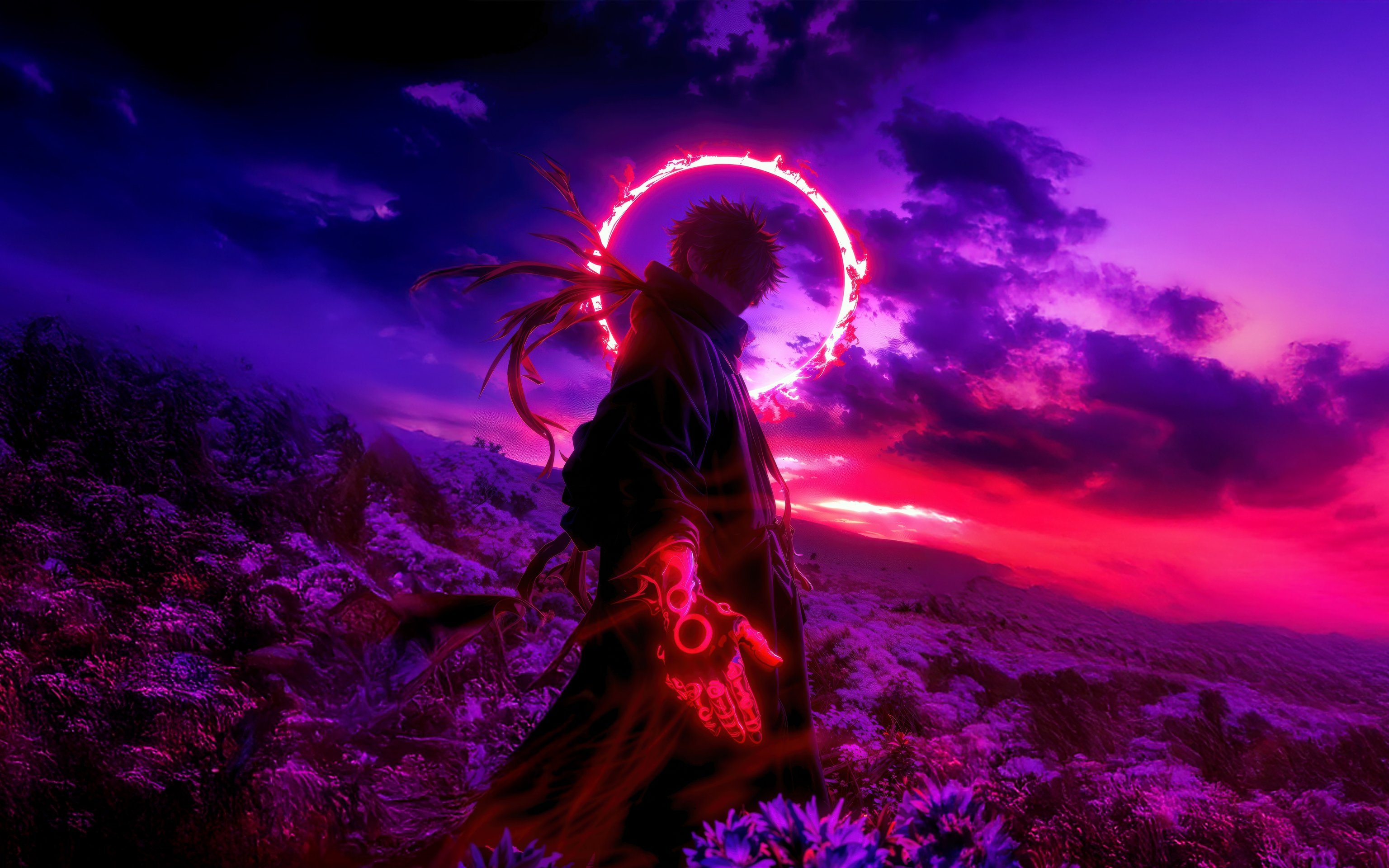 Anime character with a glowing hand - Wallpapers for Apple MacBook 16″ in 3072x1920 resolution
