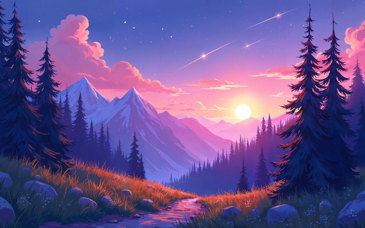 Sunset Over Mountain Valley - WXGA_1280 wallpapers in 1280x800 resolution