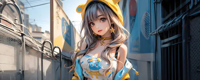 UltraWide 21:9 choker wallpapers (2560x1080): anime girl, jacket, crop top, choker