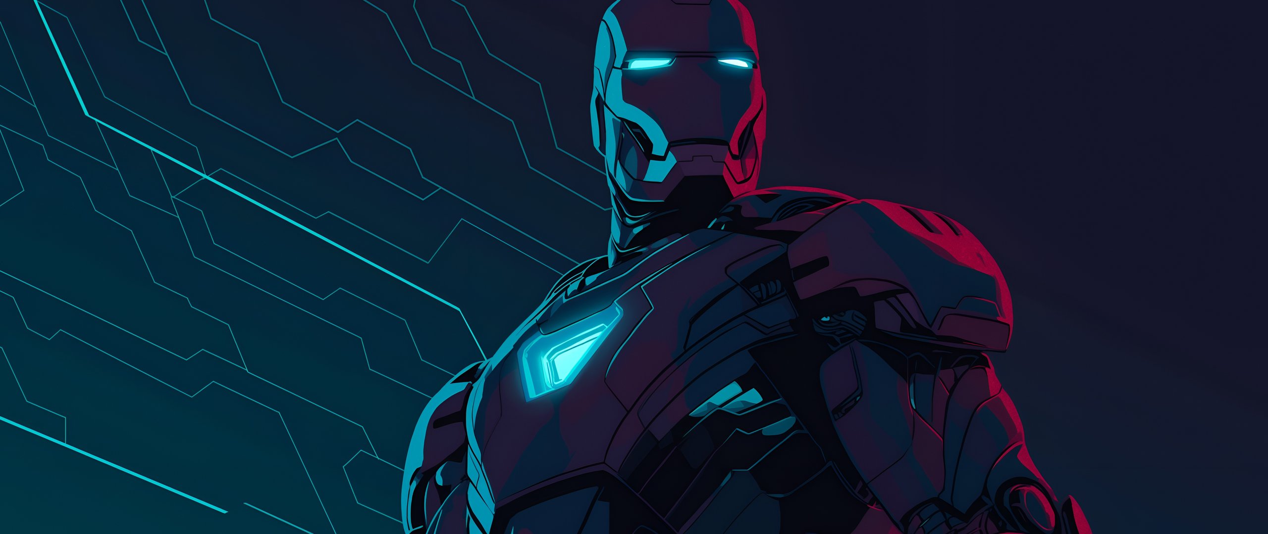 Iron Man Neon Cyberpunk Armor - UltraWide 21:9 wallpapers in 2560x1080 resolution