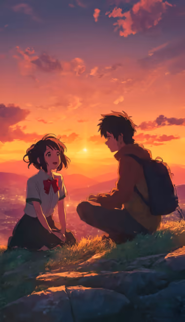Romance Wallpapers for iPhone 4/4S (640x960): anime girl, schoolgirl, couple, date