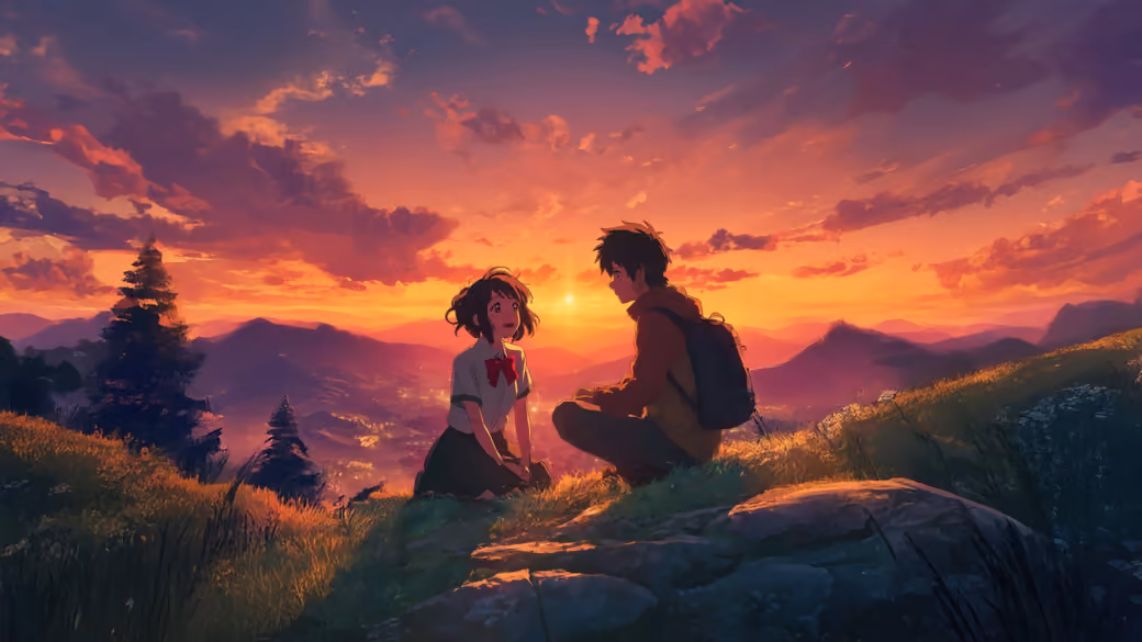 Anime Couples Sunset Date - Wallpapers for Samsung, HTC, Sony in 540x960 resolution