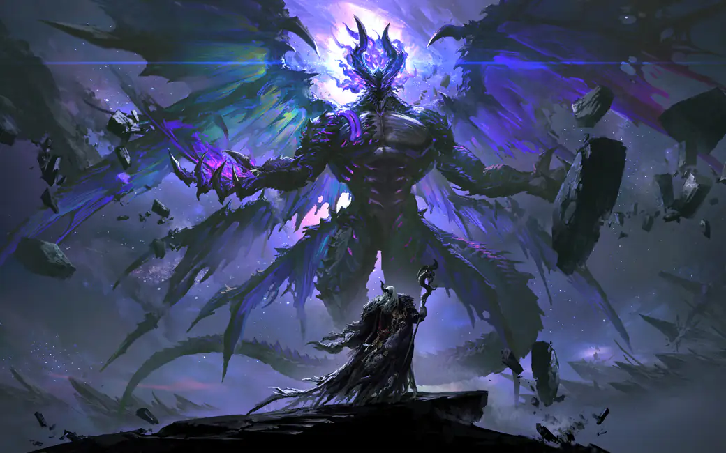 Giant Demon with Wings and Horns — desktop and phone wallpaper, free download