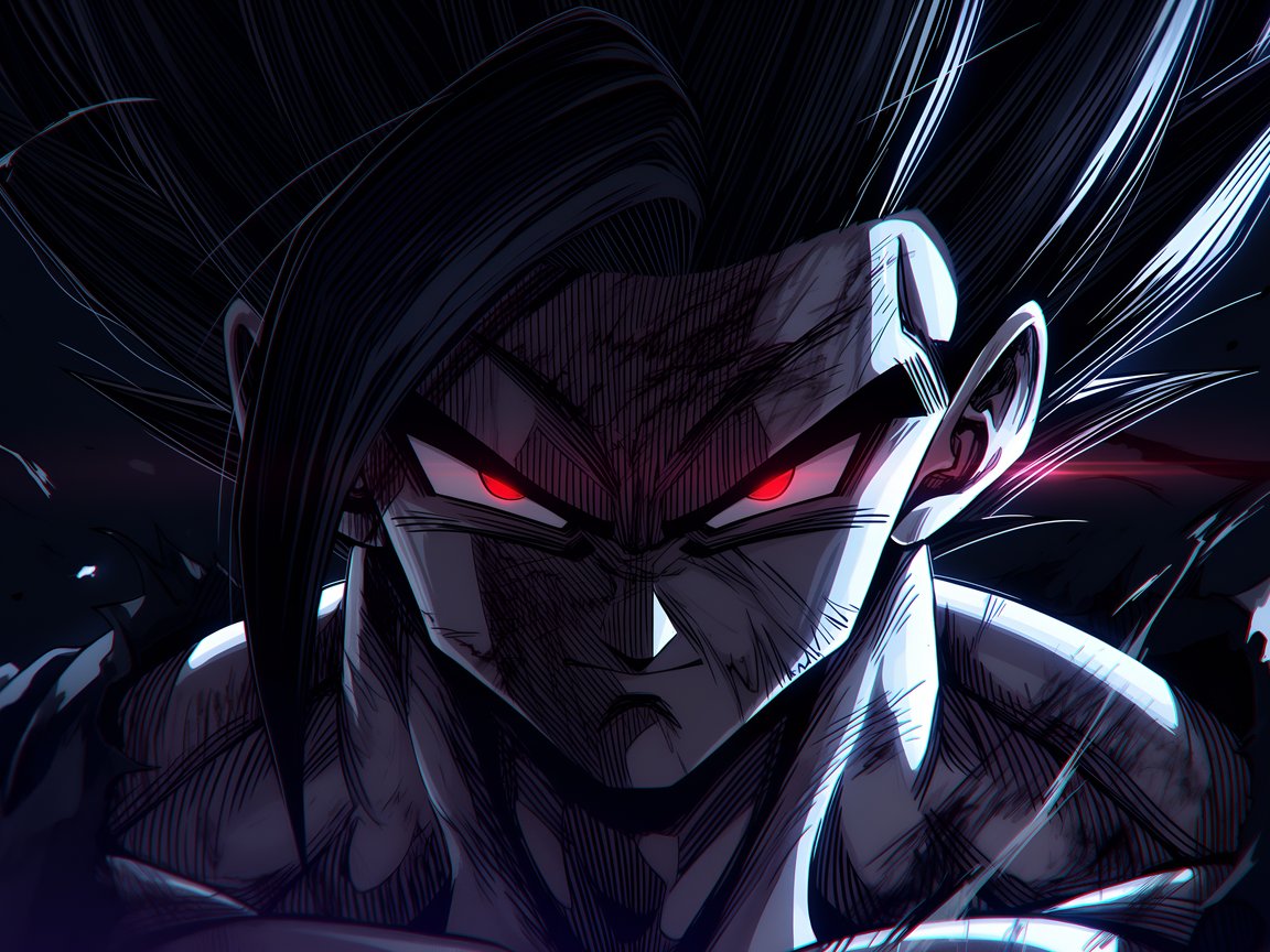 Ferocious Son Goku with red eyes - XGA+ wallpapers in 1152x864 resolution