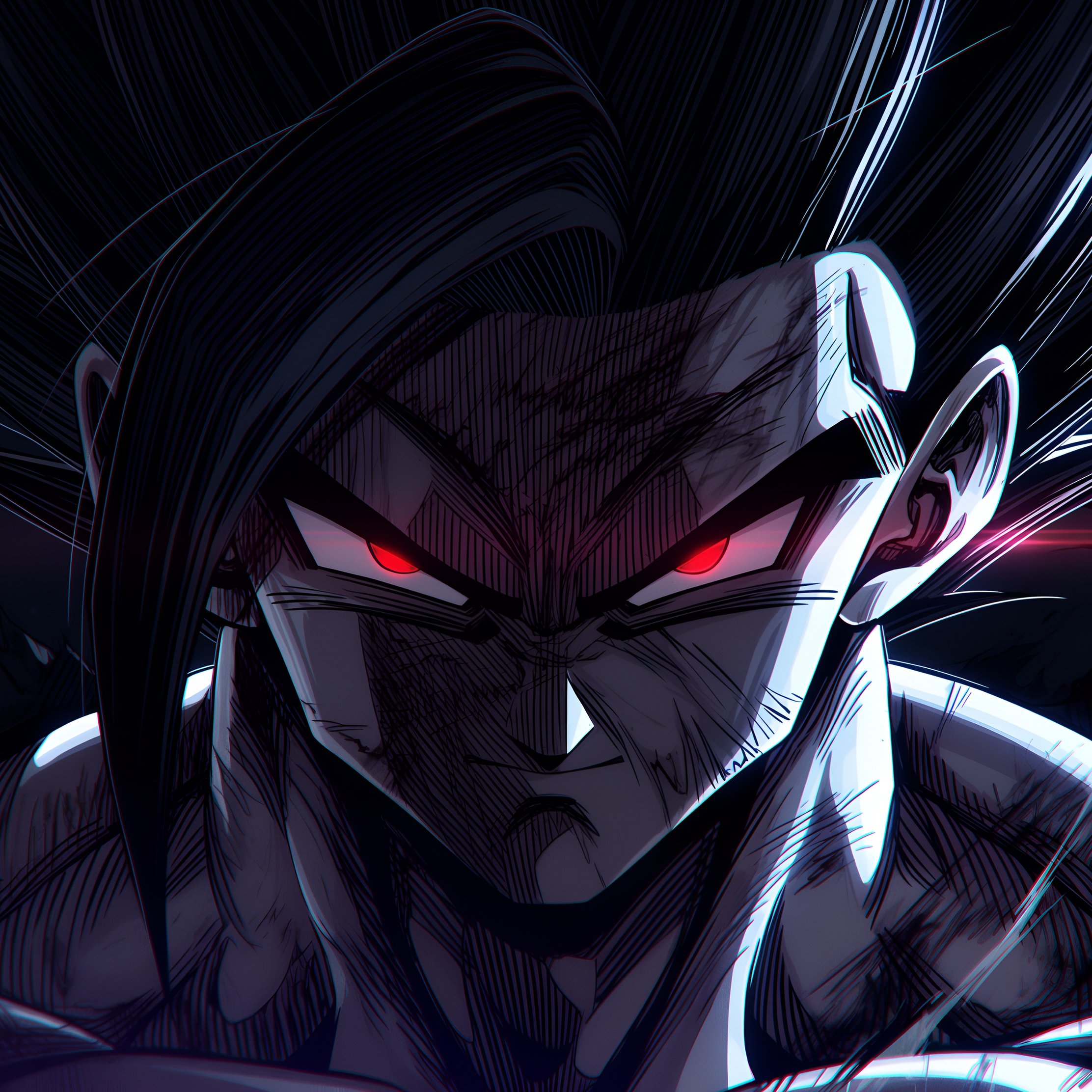 Ferocious Son Goku with red eyes - Wallpapers for iPad Pro 10.5″ in 2224x2224 resolution